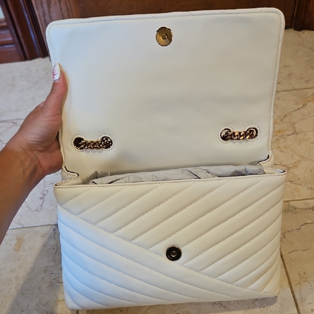 NWT $528 Tory Burch Kira Ivory Quilted Leather Bag - Picture 6 of 8